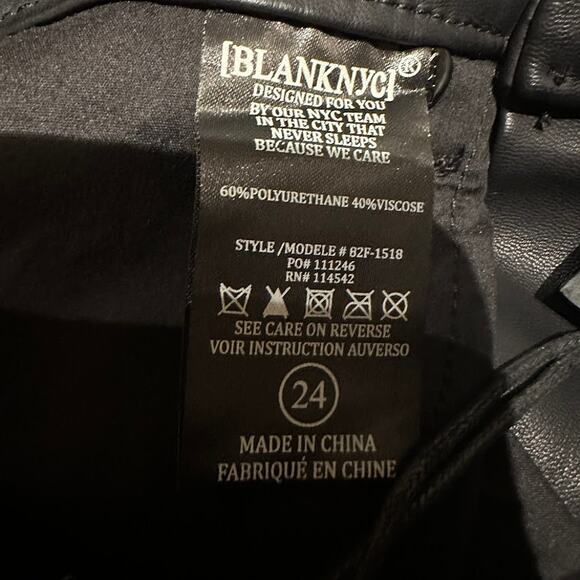 BLANK‎ NYC NWT Spoiler Alert Vegan Leather Mid Rise Skinny Moto Pants Size 24 - Picture 11 of 14